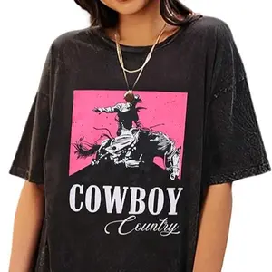 Cowboy Killer Shirt for Women Western Vintage Rodeo T-Shirt Retro Bull Skull Graphic Tee Summer Casual Short Sleeve Top