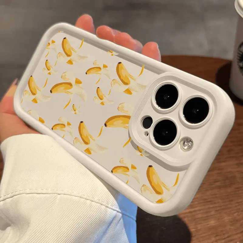 Fun Banana Design Case for Iphone 16 15 14 Pro Max 13 12 11 XR XS Plus Shock-Resistant Drop Protection Sturdy Silicone Phone Cover Gift for Women And Girls