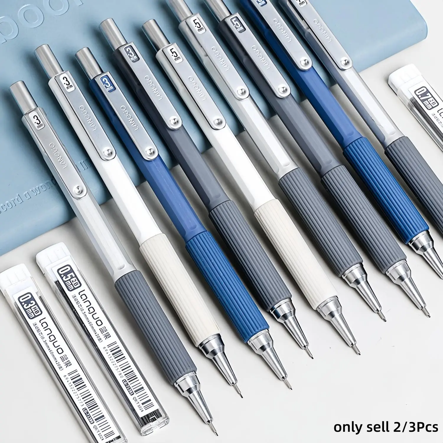 Metal Mechanical Pencils Set for Drawing, Drafting and Writing, 0.3mm 0.5mm 0.7mm Artist Pencils with HB & 2B Lead Refills,Built-in Eraser, Professional Sketching Supplies