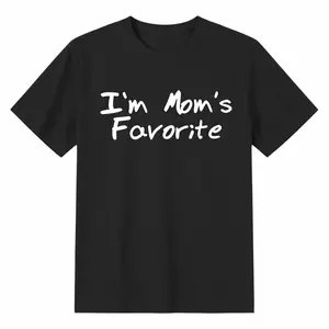 I'm Mom's Favorite Humorous Graphic T-Shirt - Men's Casual Crew Neck Short Sleeve Cotton Tee, Super Soft, Lightweight & Breathable Summer Top - Perfect Funny Gift for Son, Daughter, Brother, Sister, Friend, Family, Husband, Hip Hop Graffiti Design T-Shirt