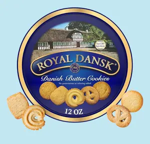 Royal Dansk Danish Butter Cookies, Premium Assorted Cookies in Reusable Tin, 12 oz, Non-GMO, Perfect for Sharing & Gifting, Christmas & Holiday Treat