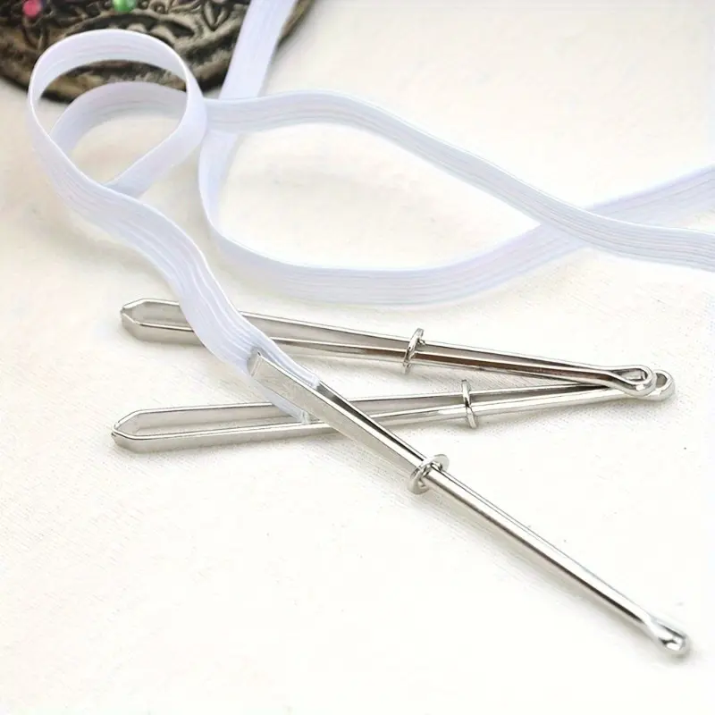 Metal Elastic Threader Tweezers - 2pcs Needle Bodkin Clip Set, Convenient Crafting Companion for Effortless Pulling of Waistband & Drawstring in Sewing Crafting, Clip For Waist Band, Simplifying Sewing Tasks