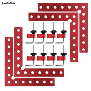 Snapfixmate Corner Clamp for Woodworking,90 Degree Right Angle Clamps,4 Pack 5.5" x 5.5" Aluminum Alloy Woodworking Carpenter, Positioning Clamping Square Tool for Picture Frames, Boxes, Cabinets or Drawers