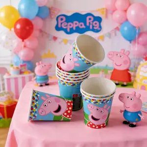Hasbro Official Peppa Pig Paper Cups, 8pcs Disposable Drinkware, Cute Cartoon Design, Ideal for Parties & Everyday Use