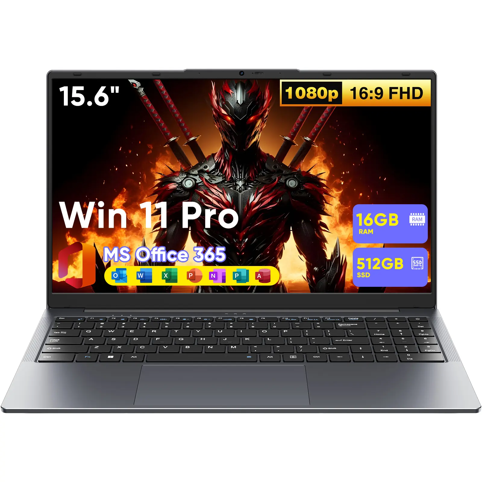 TPV 15.6-in Student Laptop - Win 11 Pro, Core M3-8100Y, 16GB RAM, 512GB SSD, 1920×1080p Full HD Display, Dual Band WiFi 5, BT5.0, Dual Speakers, HD Webcam, Ultra-Thin Lightweight USB Type-C Laptop for Students (with MS Office 365), Laptops