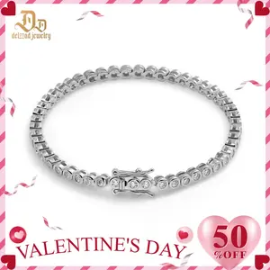 Delzzad 2mm Bubble Tennis Bracelet VVS D Color S925 Sterling Silver Synthetic Moissanite Tennis Bracelet Chain for Women Men With Giftbox Christmas Gift