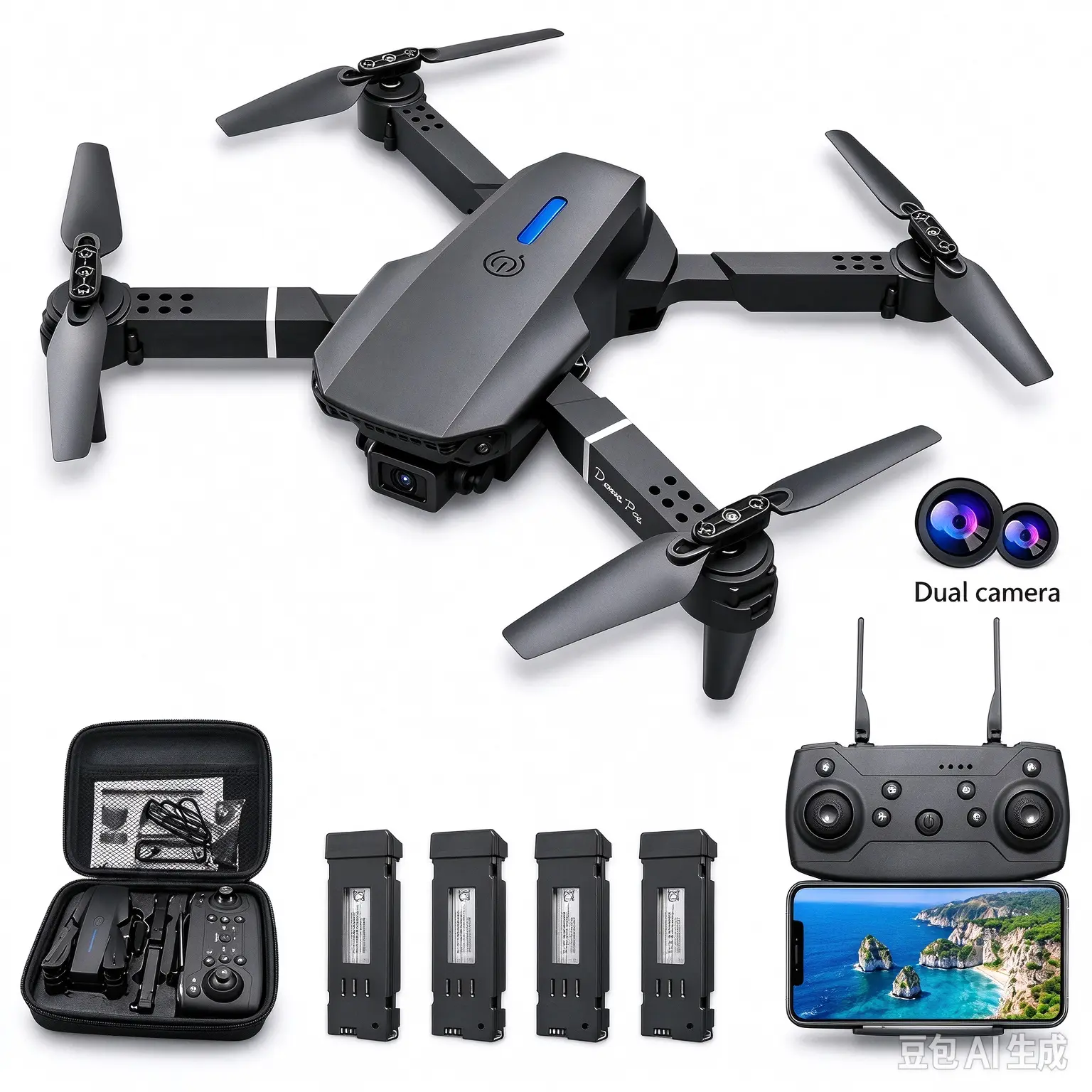 Basic RC Quadcopter with 360-Degree Flips Foldable Remote Control Toy Helicopter with Camera for Recreational Use