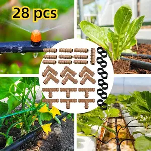 28Pcs combination Garden Accessories Drip Irrigation Accessories Kit Tough and durable Drip irrigation accessories Waterproof and heat resistant for 1/2 inch Pipe with 10 joints, 6 tees, 6 elbows and 6 pipe end caps for drip or sprinkler systems summervib