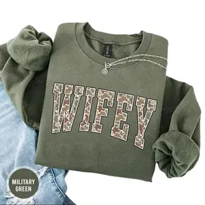 Camouflage Wifey Sweatshirt, Camo Wifey Sweater, Future Mrs Sweatshirt, Bride TShirt, Wife Long Sleeve Shirt Casual Tee for Men & Women Made in USA Menswear