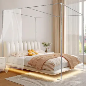 1.5 * 2 * 2m 4-Corner Bed Canopy Frame Post Bracket,Mosquito Netting Curtain Support,Threaded Ports/High Stability, for 4.92ft and 5.91ft Beds.
