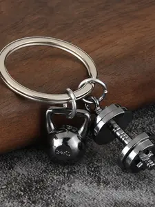 Creative Dumbbell Shaped Alloy Keychain, Realistic Sports Style, Bag Decoration, Perfect Gift for Friends, Stylish Accessory