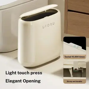 Large Capacity Household Trash Can for Home Use, High-End Feel, Bathroom Toilet Use, Press Open Lid, Narrow Gap Trash Bin, Durable & Stylish Design