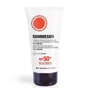 SummeSun| Sun Protective Cream With Pigment Microspheres CC SPF 50+ WITH COLOR Very High Protection SummeCosmetic | Crema Protectora Solar Con MicroEsferas De Color Muy alta Protección | Protector Solar Made in Spain