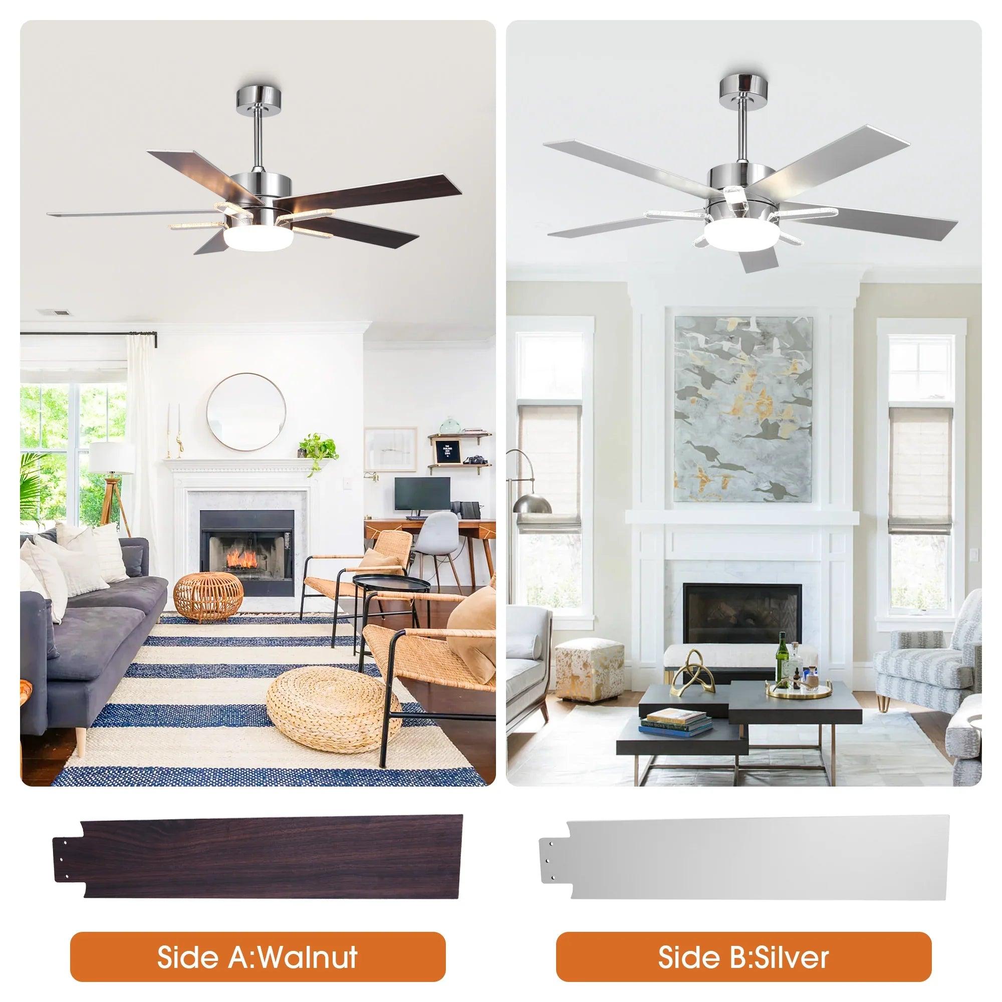 52" Modern Ceiling Fan Double-sided Blades with Main & Side LED Light Downrod Mount 52" Modern Ceiling Fan Double-sided Blades with Main & Side LED Light Downrod Mount