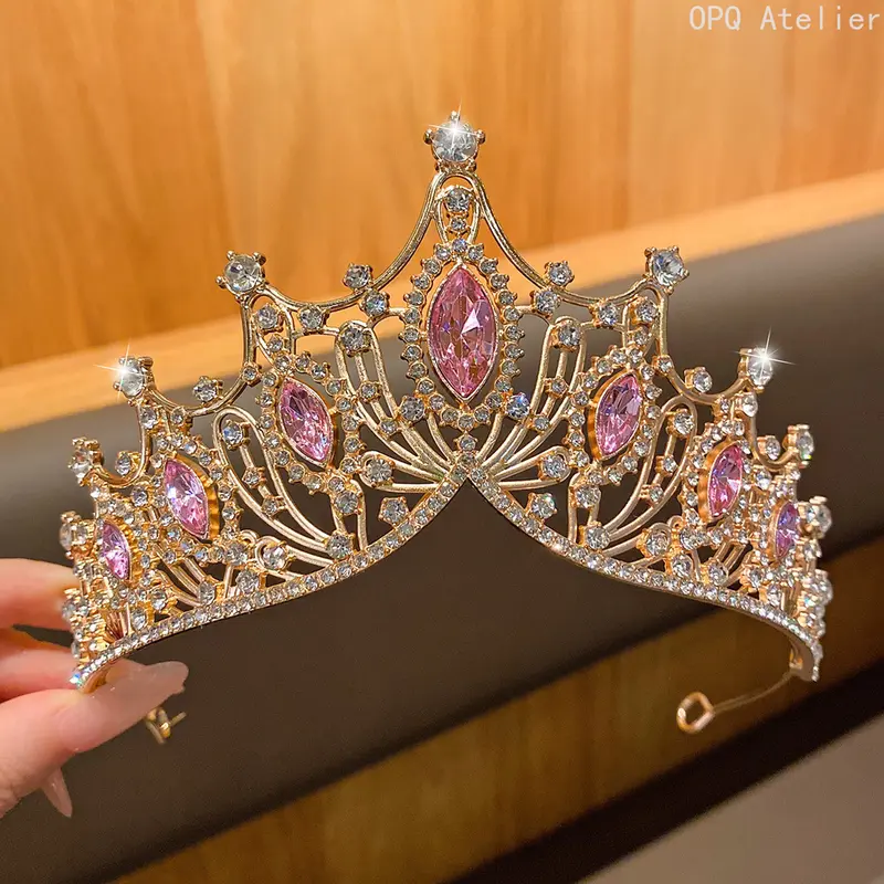 Fashionable Large Crown Headband, Elegant Temperament Hair Accessory, Sweet Style Crown Hair Hoop for Girls Women, Sparkling Decorative Headwear, Lovely Ornament for Stage Performances, Birthday Parties, Photo Shooting, Holiday Celebration and Daily Dress