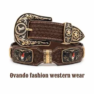 Men's Brown Western Belt - American-Themed Buckaroo Fashion Accessory, American-Themed Men's Belts, Buckaroo Men's Belts