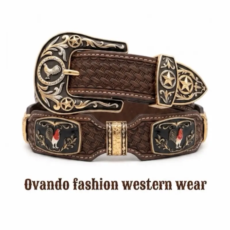 Men's Brown Western Belt - American-Themed Buckaroo Fashion Accessory, American-Themed Men's Belts, Buckaroo Men's Belts