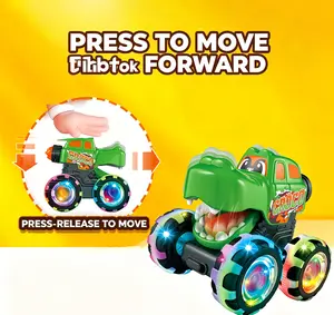 Press To Light Up Monster Big Foot Car Toy Cool Flashing Glowing Off-road Vehicle Hobby Play Toy inertia Push Type Stunt Racing Car Interactive Funny Play Entertainment Toy For Kids Boys Outdoor Indoor Game Toy