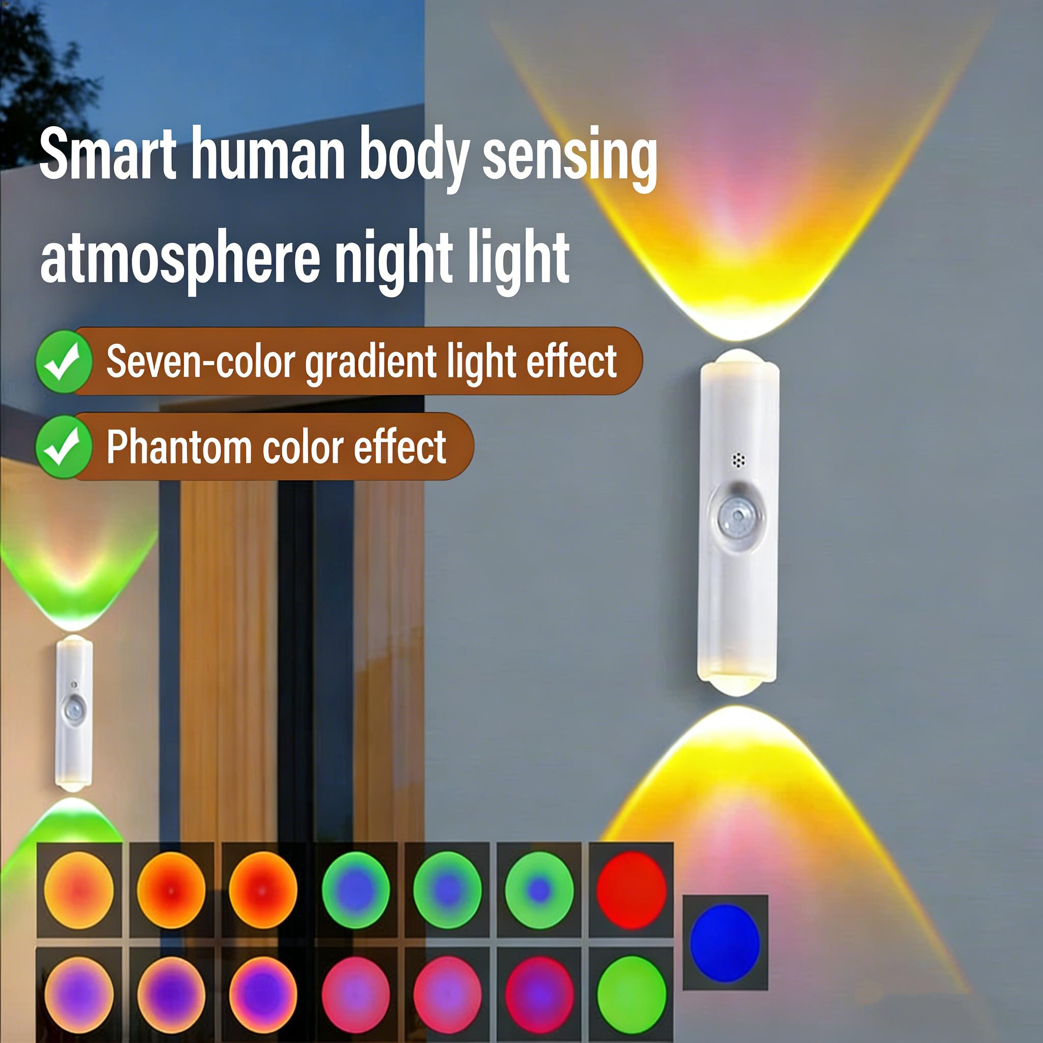 【3/4Pack USB Rechargeable LED Night Light RGB Gradient Ambient Lighting with Motion Sensor】Dimmable Wall Lamp, Magnetic Base & Cat-Eye Design, Perfect for Home Decor, Bedroom, Stairs, Hallway & Entryway, Ambient Lighting, Modern Lighting