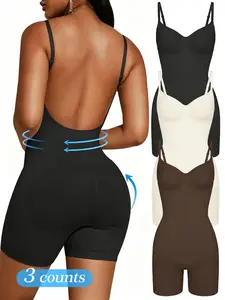 Seamless Body Shaper For Women With Compression, Waist Trainer, Tummy Control, Butt Lifter, Backless, Square Collar, Shapewear Bodysuit