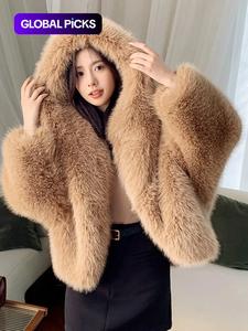 women's solid color hooded faux fur coat, casual long sleeve thermal outerwear for fall & winter, women's clothing for daily wear