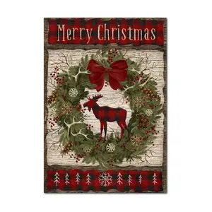 Courtside Market Buffalo Check Wreath 12x18 Canvas Wall Art