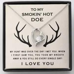 Wife Necklace, To My Smokin’ Hot Doe Hunter Wife Necklace Gift For Future Wife Fiance Girlfriend Deer, Fiancé, Girlfriend, Jewelry Gift, Birthday or Christmas for Her, Romantic Hunting Couple Gift, Meaningful Jewelry with Message Card for Hunter’s Wife