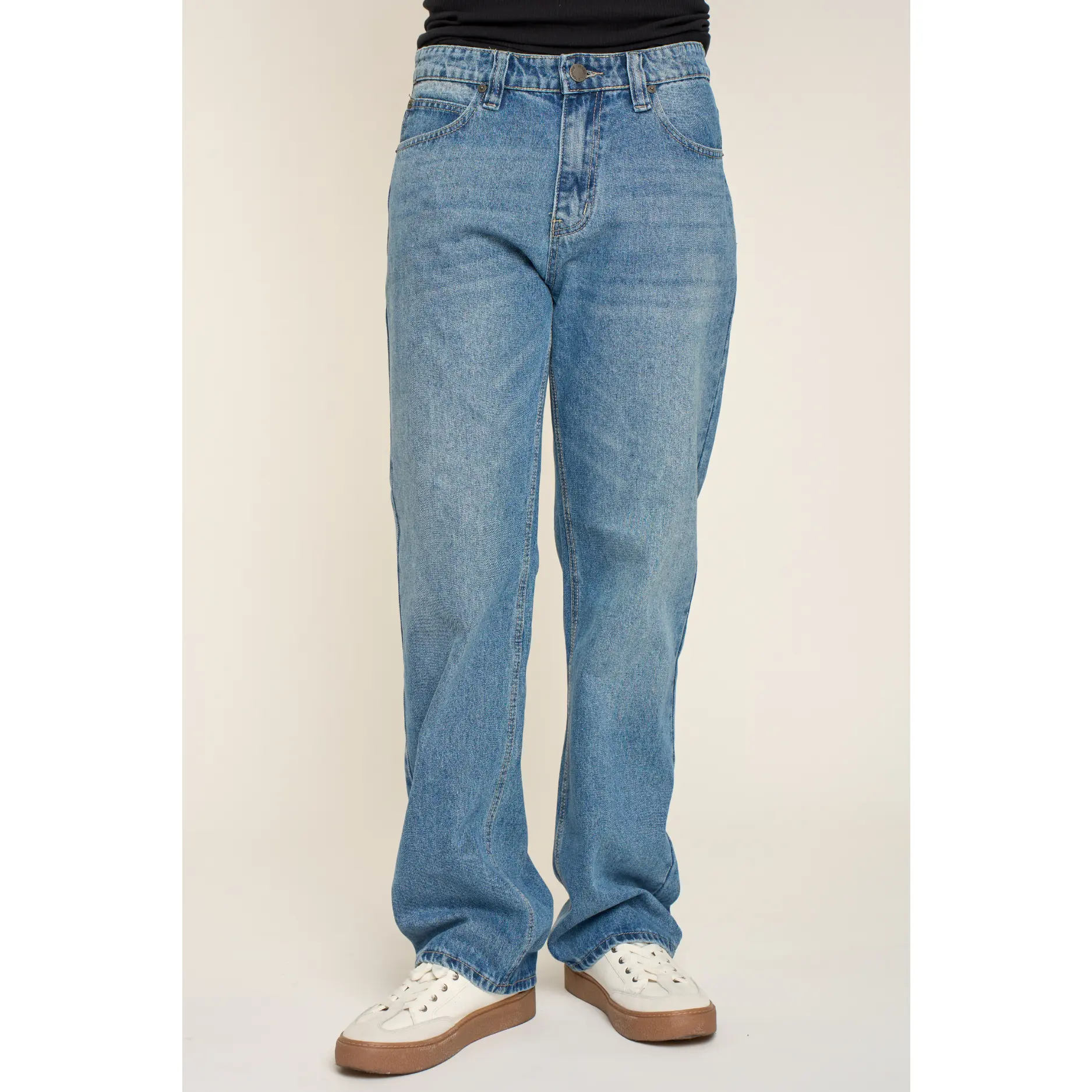 Menswear Straight Baggy Denim Jeans Classic Cotton