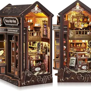 Magic Coffee Shop Bookshelf Handmade Assembly Model, DIY Toy Kit for Family Friends Birthday Gift, Perfect for Halloween Christmas New Year