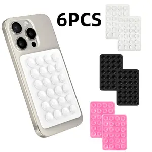 6PCS Mobile Phone Holder Suction Cup Square Single-Sided Cover for Mirrors Glass Surfaces Cabinets Power Banks Cars Easy Install Compact Practical Versatile Use