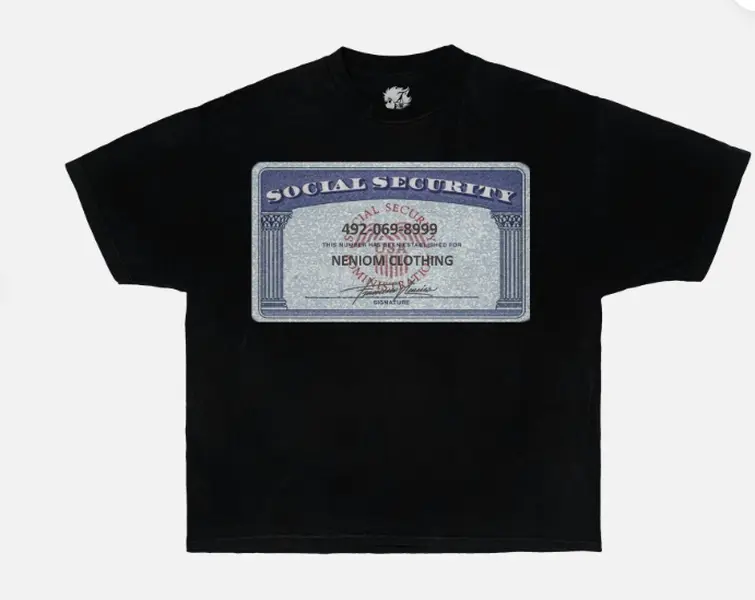 Social Security Card Boxy Shirt Streetwear Y2K Vintage Tees