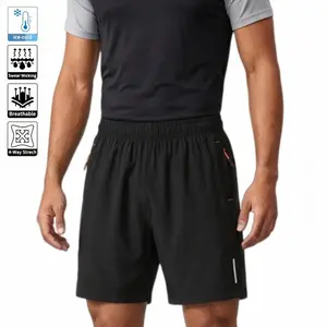Lightweight Summer Sports Shorts — Breathable, sweat-wicking, quick-drying; solid color with zippered pockets; suitable for sports and casual wear; breathable textured design