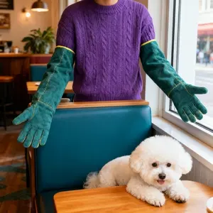 Wear Resistant Scratch Proof Leather Anti Bite Gloves Pet Training Handling Gloves Cat Dog Feeding Interaction Bird Grip Reptile Handling Gardening Welding Durable Bestseller