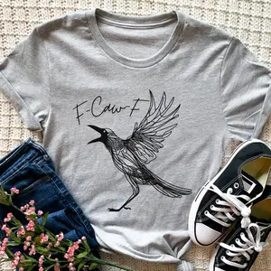 F-Caw-F Funny Crow Shirt, Black Crow Moonlit Raven Unisex T-shirt, Funny Sassy Raven Lover Gift, Autumn Style, Nature-Inspired, Raven Tshir