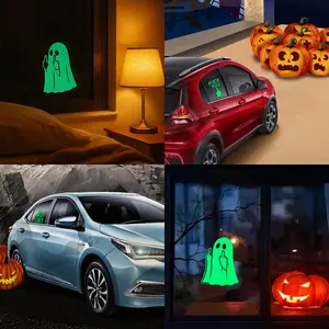 Hugexpen Halloween Ghosts Are Here Car Decals Party Decals Green Glow-in-the-Dark Design for Halloween Decorations 3x10 Inches Easy Application Versatile Indoor Outdoor Use