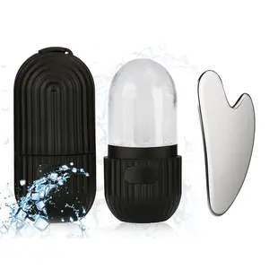 Stainless Steel Scraping Board & Ice Grid Skincare Set, 2pcs/set Face & Eye Skin Care Ice Wheel Mould, Facial Beauty Ice Wheel Skin Care Tool Set, Ice Roller Set