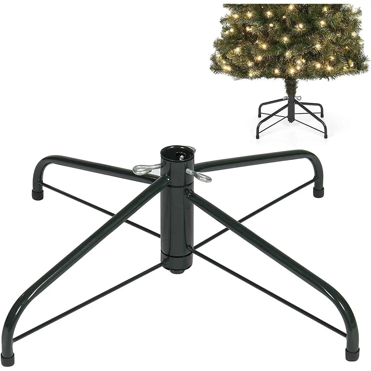 Replacement Christmas Tree Stand for Artificial Trees, Folding Christmas Tree Base for 4 Ft to 6 Ft Artificial Trees, Fits 0.5-1.25 Inch Tree Pole, Green