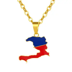 I Love Haiti MAP HAITIAN Necklace - Handmade Cultural Jewelry for Women and Men
