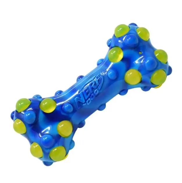 Nerf Dog TPR Bubble Light Up & Squeak Bone, 7 inch