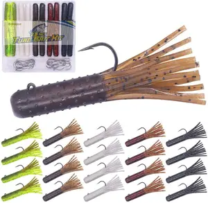 Tube-Baits-for-Bass-Fishing-Lures-Soft-Plastic--Worm-Tube Jigs Kit with Smallmouth Large Mouth Bass Lake Trout