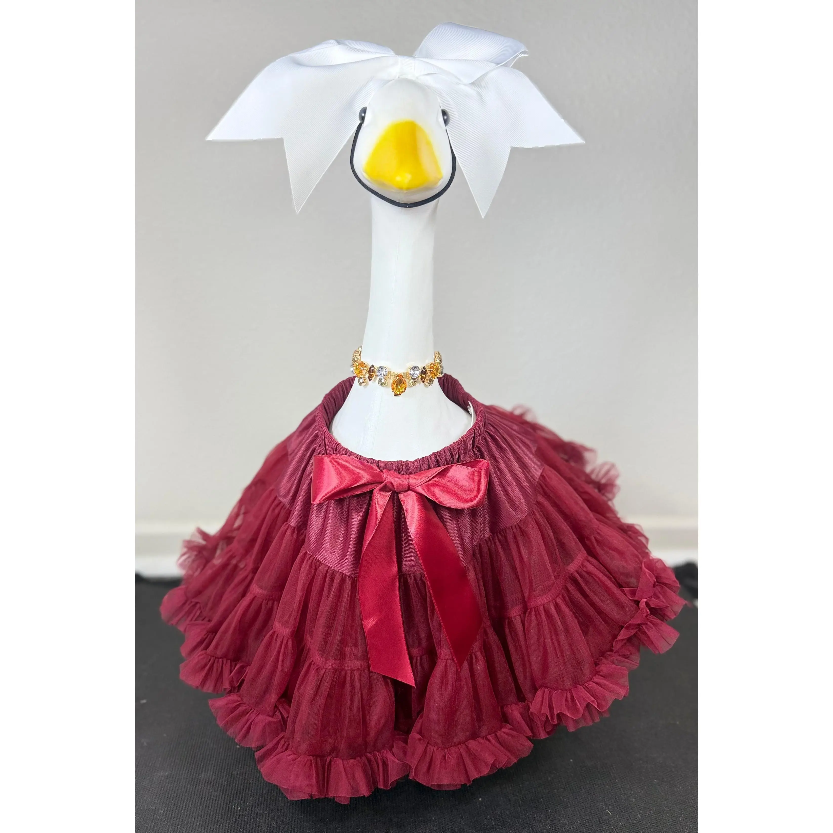 Signature Tutu Goose Outfit Set – Bow + Gem Necklace (Blush Pink, Mint Green, or Ruby Red)