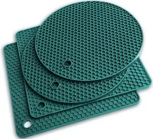 Q'S Inn Silicone Pot Holders and Trivet Mats Heat Resistant to 440°F to Protect Your Table and Countertop Contains 4 Pieces 2 round and 2 Squared Q's INN