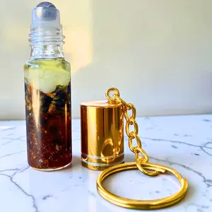 Dreams Keychain – Calming Roll-On with Lavender & Myrrh, Moonstone & Smoky Quartz – Nibiru Beauty LLC Key Accessories