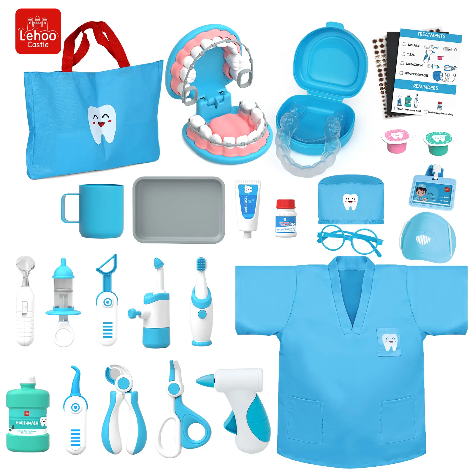 31Pieces Dentist Kit, Doctor Kit for Kids, Super Smile Dentist Kit with Pretend Play Set of Teeth and Dental Accessories, Education Toy, Birthday Gift for 3+, Role Play Gift, dentist cleaning toy, Teeth Cleaning Tools, juego de simulación