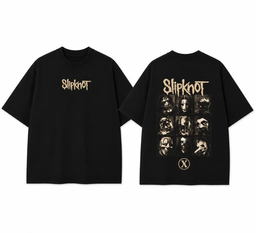 Slipknot Metal Band Graphic Tee Oversized Black T-Shirt
