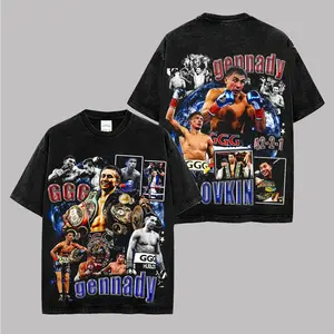 'GGG' Gennady Golovkin Boxing Graphic Premium Washed Cotton T-Shirt For Fight Fan, Triple G Champion Fan Shirt, Gennadiy Gennadyevich Golovkin Merch, Golovkin Inspired Fight Tee Gift