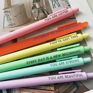 Ergonomic Plastic Rubberized Grip Design, Ambidextrous Positive Message Pens Reduce Hand Fatigue for Long-Time Writing, Suitable for Both Left-Handed and Right-Handed Users