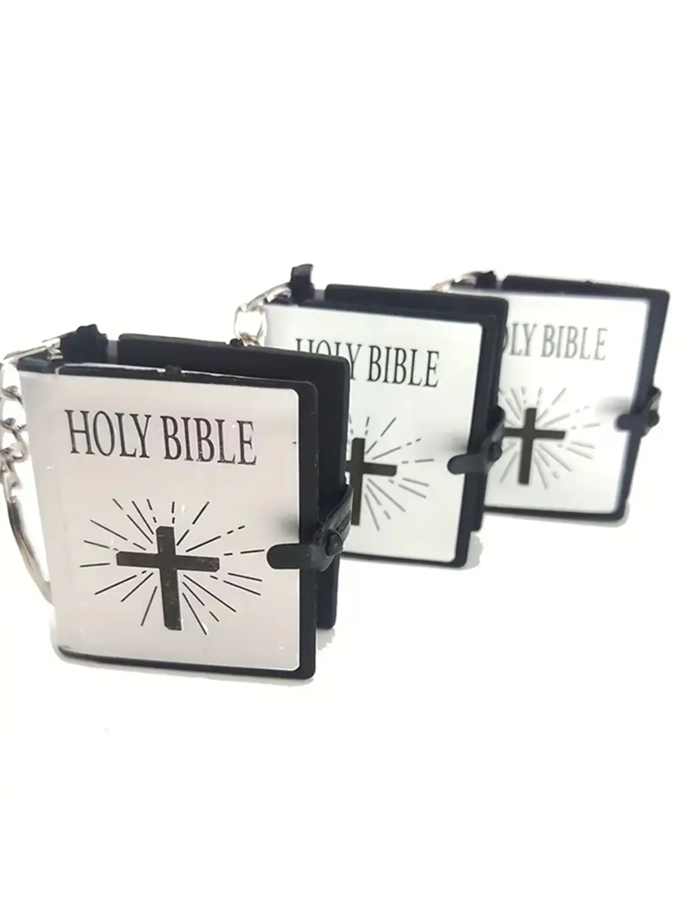 Mini Bible Keychain, Creative Book Pendant, Religious Unique Accessory, Hanging Decoration Jewelry, Souvenir Gift, Unisex Design, Gothic Cross Keychain, Keychain Accessories