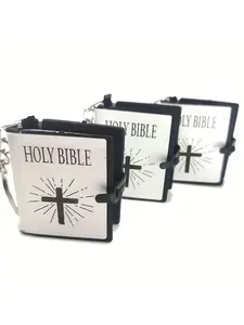 Mini Bible Keychain, Creative Book Pendant, Religious Unique Accessory, Hanging Decoration Jewelry, Souvenir Gift, Unisex Design, Gothic Cross Keychain