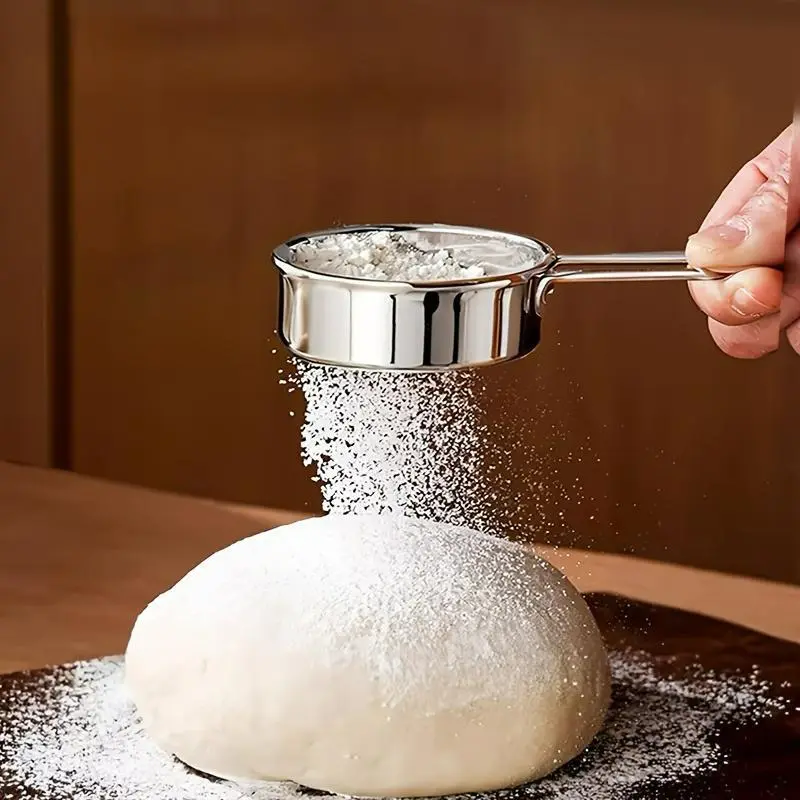 Stainless Steel Powder Sifter | Multi-Functional Mini Flour Sieve, Fine Mesh Powder Dispenser, Cocoa And Coffee Powder Filter, Essential for New Year And Spring Festival Baking, Portable Home Baking Drainage Sieve, Christmas Party Decoration Tool